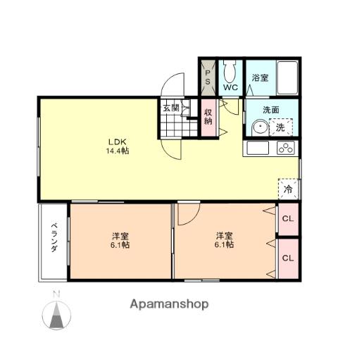 カサグランデ(2LDK/3階)の間取り写真
