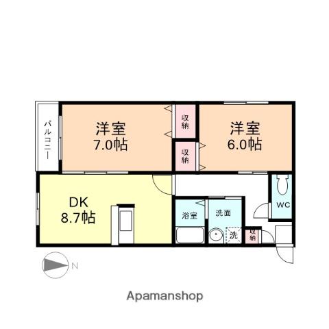 ドリーム・イーストB棟(2DK/1階)の間取り写真