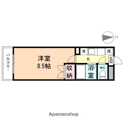ジョイナス上袋(1K/2階)の間取り写真