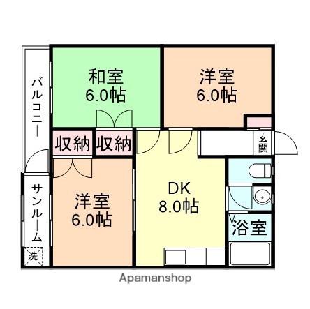 トリコローレ上赤江(3DK/2階)の間取り写真