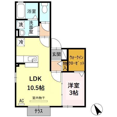 HOUSEたんぽぽ(1LDK/1階)の間取り写真