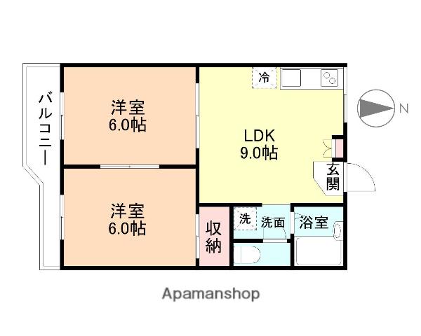 ハイツ呉羽苑(2DK/2階)の間取り写真