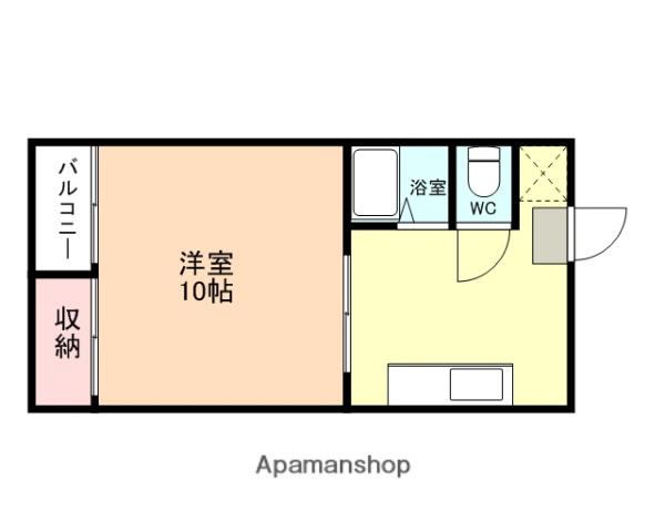 ミラクル(1DK/2階)の間取り写真