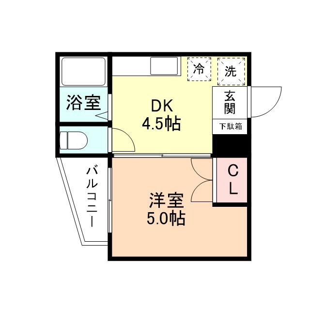 カーサ金代(1K/2階)の間取り写真