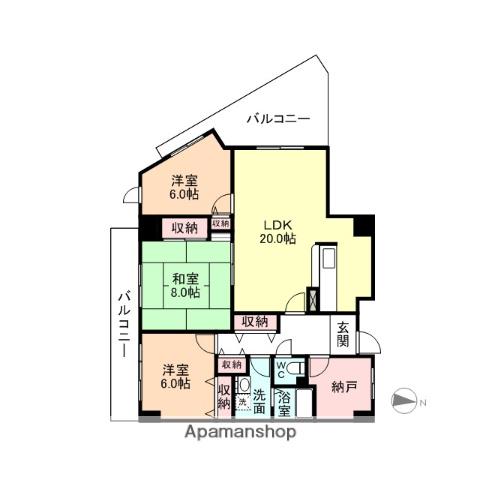 花見橋ハイツ(3SLDK/5階)の間取り写真