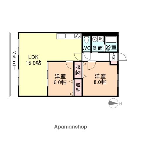 POCOAPOCO(2LDK/3階)の間取り写真