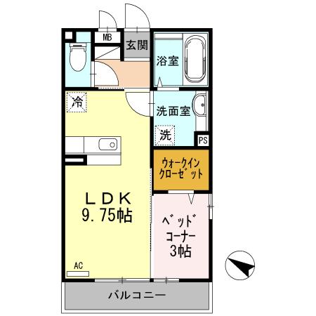 D-ROOM魚津イースト(1LDK/3階)の間取り写真