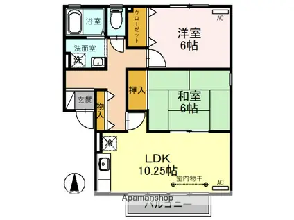 オーク ヴィレッジB棟(2LDK/2階)の間取り写真