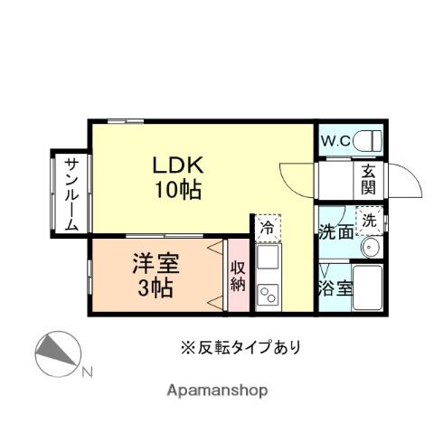 NCOLOR.Ⅱ(1LDK/1階)の間取り写真