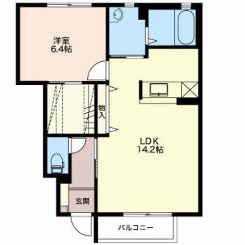 グランディスオオタA棟(1LDK/1階)の間取り写真