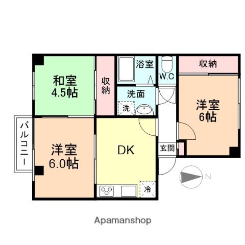 富山地鉄本線 越中荏原駅 徒歩3分 2階建 築30年(2LDK/2階)の間取り写真