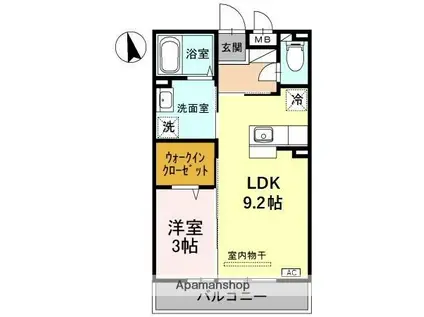 D-ROOM中川原(1LDK/3階)の間取り写真
