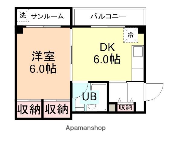 ライフコート(1DK/2階)の間取り写真