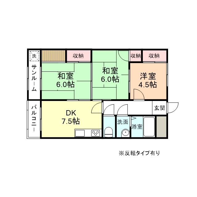 エンゼルハイム布瀬(3DK/2階)の間取り写真