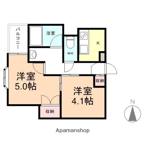 サザンクロス八人町(2K/2階)の間取り写真