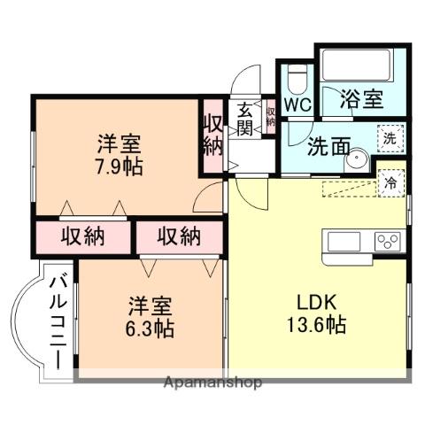 ミューM&U(2LDK/1階)の間取り写真
