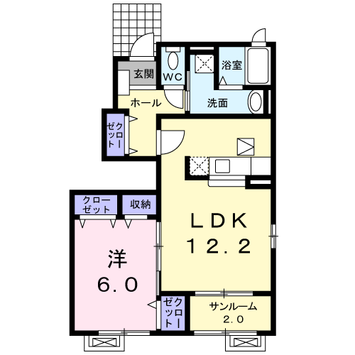 ラ・プレジオーネⅡ(1LDK/1階)の間取り写真