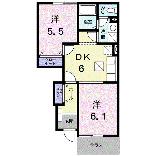セトル 2(2DK/1階)の間取り写真