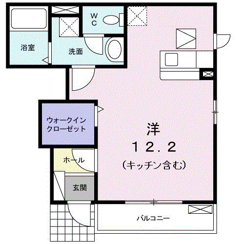 第2レイクヴィレッジ(ワンルーム/1階)の間取り写真