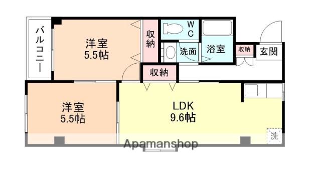 ネオサイトタカムラA棟(2DK/2階)の間取り写真