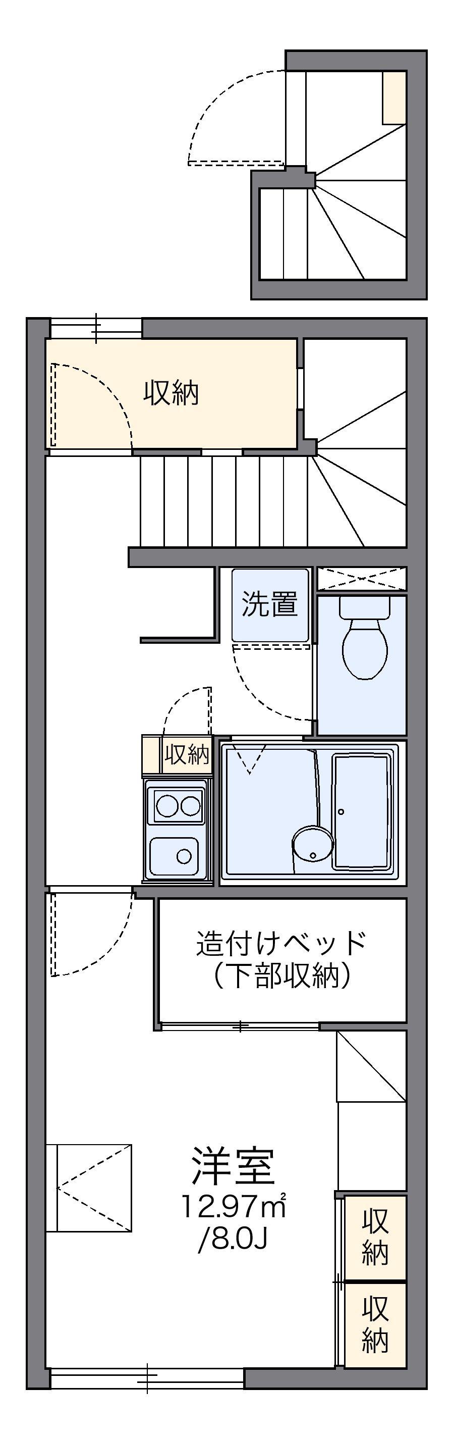 レオパレス新富山B(1K/2階)の間取り写真