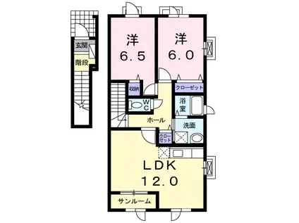 シュシュ(2LDK/2階)の間取り写真