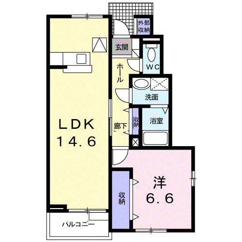 プルミエ・アムールⅢ(1LDK/1階)の間取り写真