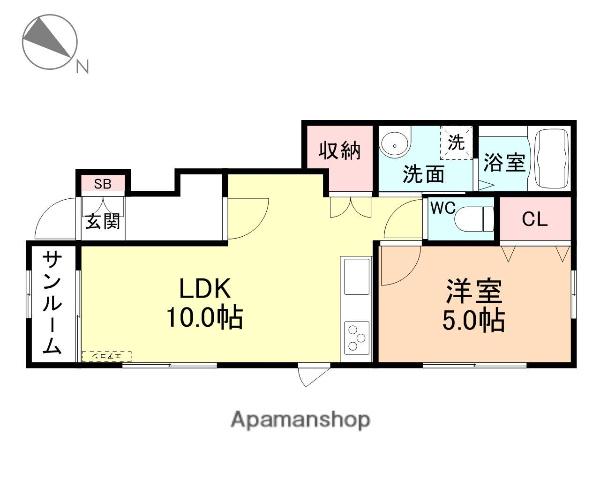 SMALL PINE(1LDK/1階)の間取り写真