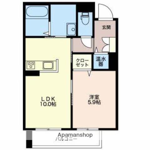 ソサイティー鵯島(1LDK/1階)の間取り写真
