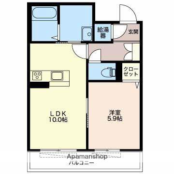富山地鉄不二越上滝 朝菜町駅 徒歩4分 3階建 築11年(1LDK/1階)の間取り写真