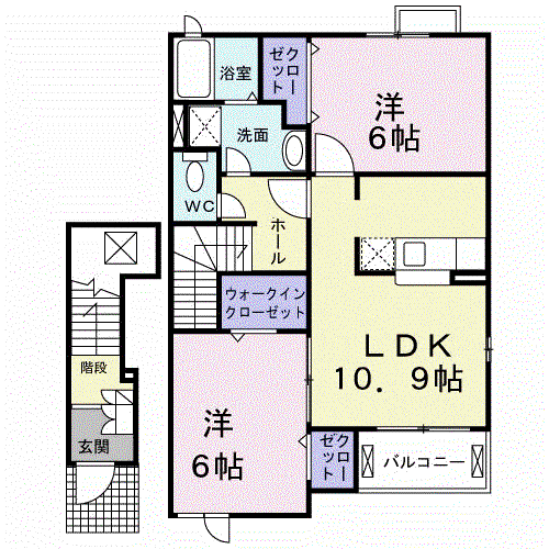 ボアソルテ(2LDK/2階)の間取り写真