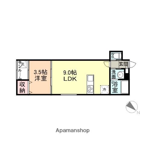 WHITE SQUARE(1LDK/1階)の間取り写真