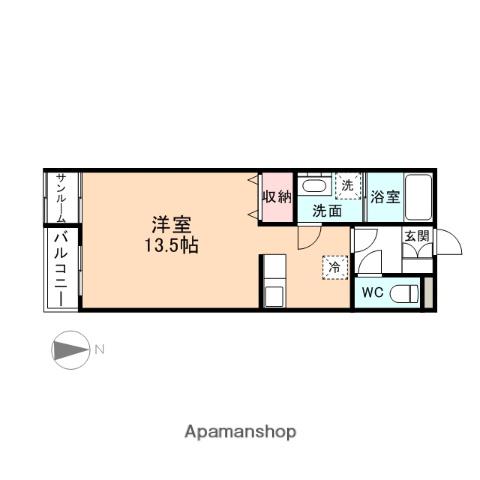 PLAZA新園町(ワンルーム/1階)の間取り写真