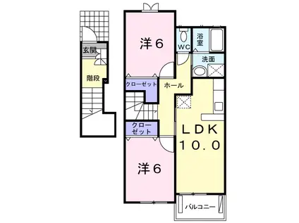 プレアデスA(2LDK/2階)の間取り写真