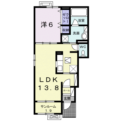 サンライズスクエアⅢ(1LDK/1階)の間取り写真