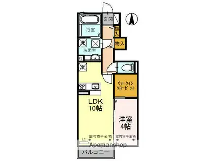 D-ROOM利田B棟(1LDK/1階)の間取り写真