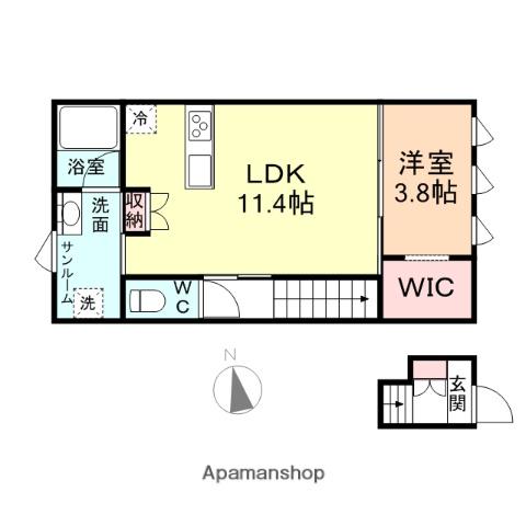 NENUPHAR A棟(1LDK/2階)の間取り写真