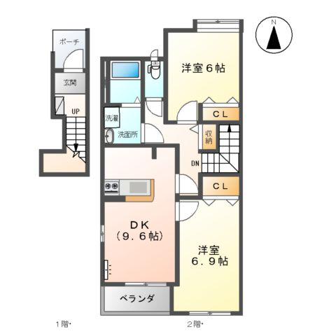 メゾン・ド・アイ(2DK/2階)の間取り写真