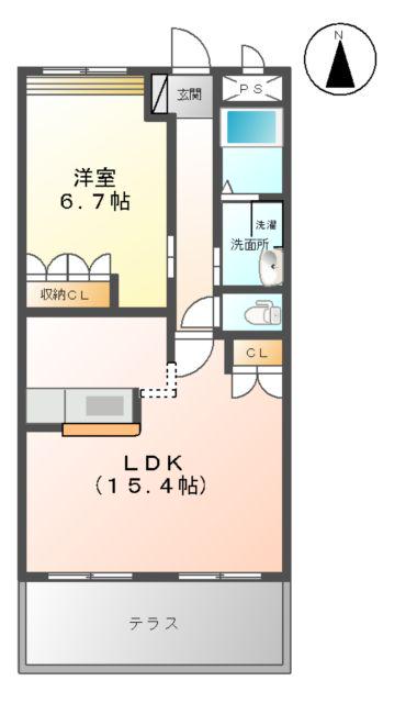 S&K大門(1LDK/1階)の間取り写真