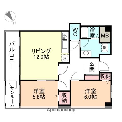 アーデルテラス芝園(2LDK/1階)の間取り写真