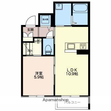 ソサイティー米田(1LDK/2階)の間取り写真