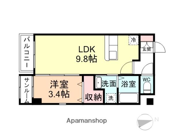 カナルパークコートⅣ(1LDK/3階)の間取り写真