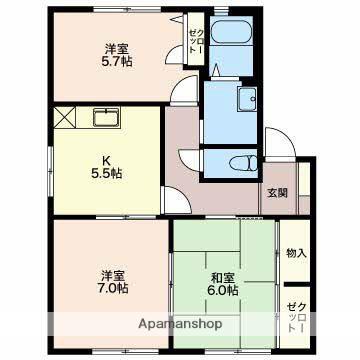 コーポロワールD(3K/1階)の間取り写真
