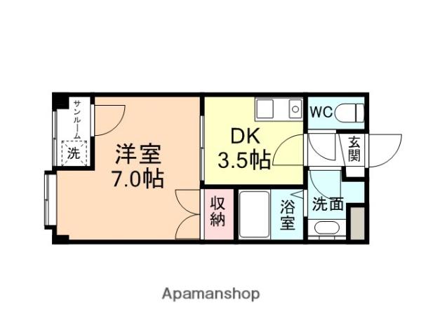 グランデ大山(1K/3階)の間取り写真