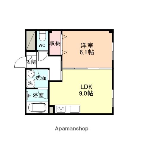 南布瀬ハウス(1LDK/1階)の間取り写真
