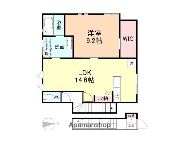 ナチュラルヴィレッジ弥生町Ⅱ(1LDK/2階)の間取り写真