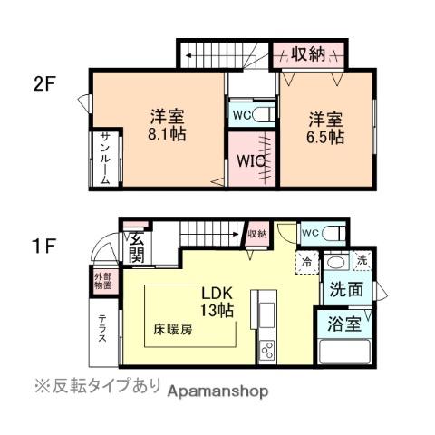 ナチュラルヴィレッジ町村A棟(2LDK/1階)の間取り写真