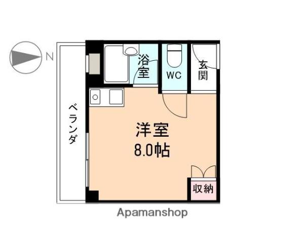 アムール奥井(ワンルーム/2階)の間取り写真