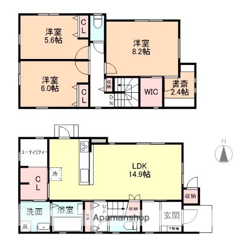 富山地鉄富山港線 奥田中学校前駅 徒歩11分 2階建 築7年(3LDK)の間取り写真