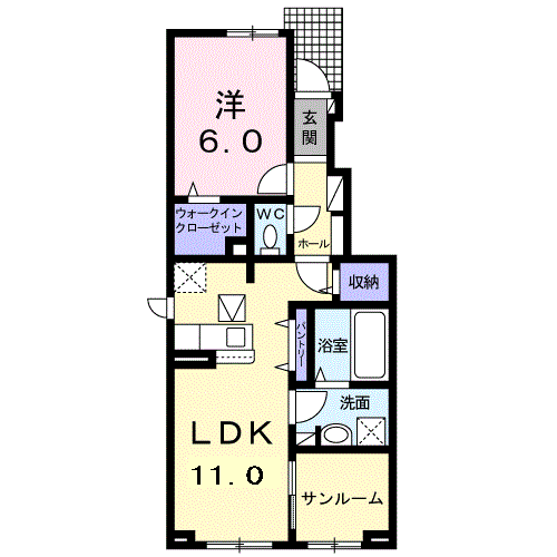 アムール・シュッド Ⅱ(1LDK/1階)の間取り写真